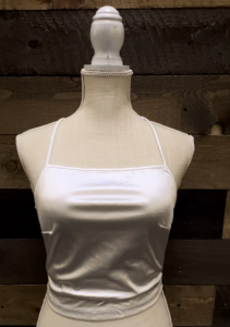 Photo of the D&A Jasmine Satin Crisscross Tied Backless Crop Top White.