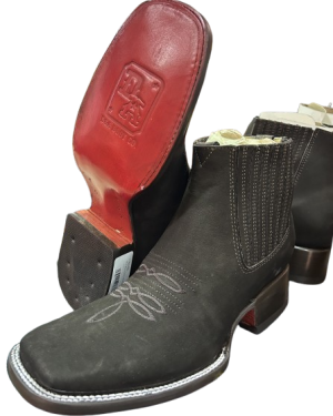 D&A Chocolate Nobuck Botin SUELA ROJA