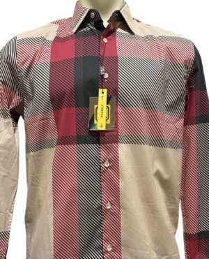 D&A Button Up Beige/Red Burb