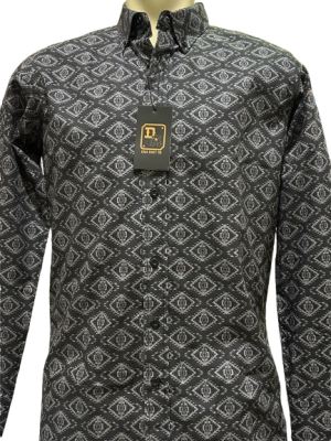 D&A Button up Black/Grey Grid Tribal