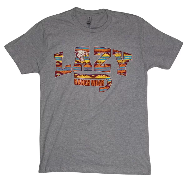 Lazy J Ranch Santa Fe Aztec T-Shirt - Light Grey