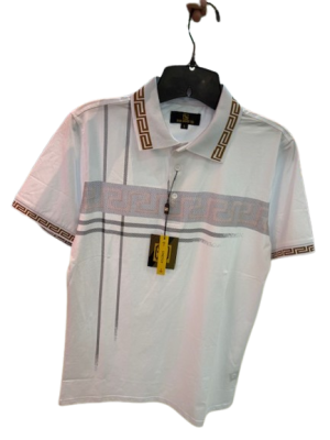 D&A Polo White print collar
