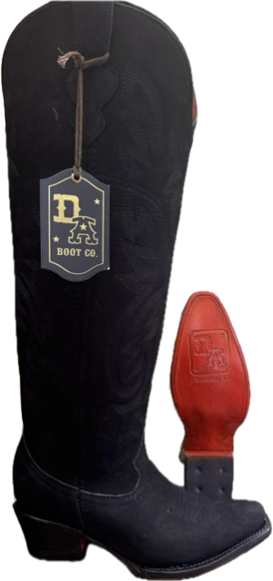 D&A Black Suede W/ Red Bottom Tall Boot