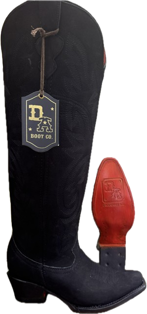 D&A Black Suede W/ Red Bottom Tall Boot