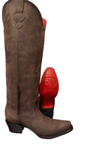 D&A Brown Suede W/ Red Bottom Tall Boot